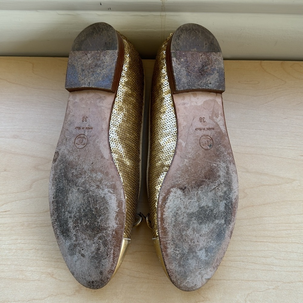 Chanel gold sequin ballet flats - Picture 6 of 7